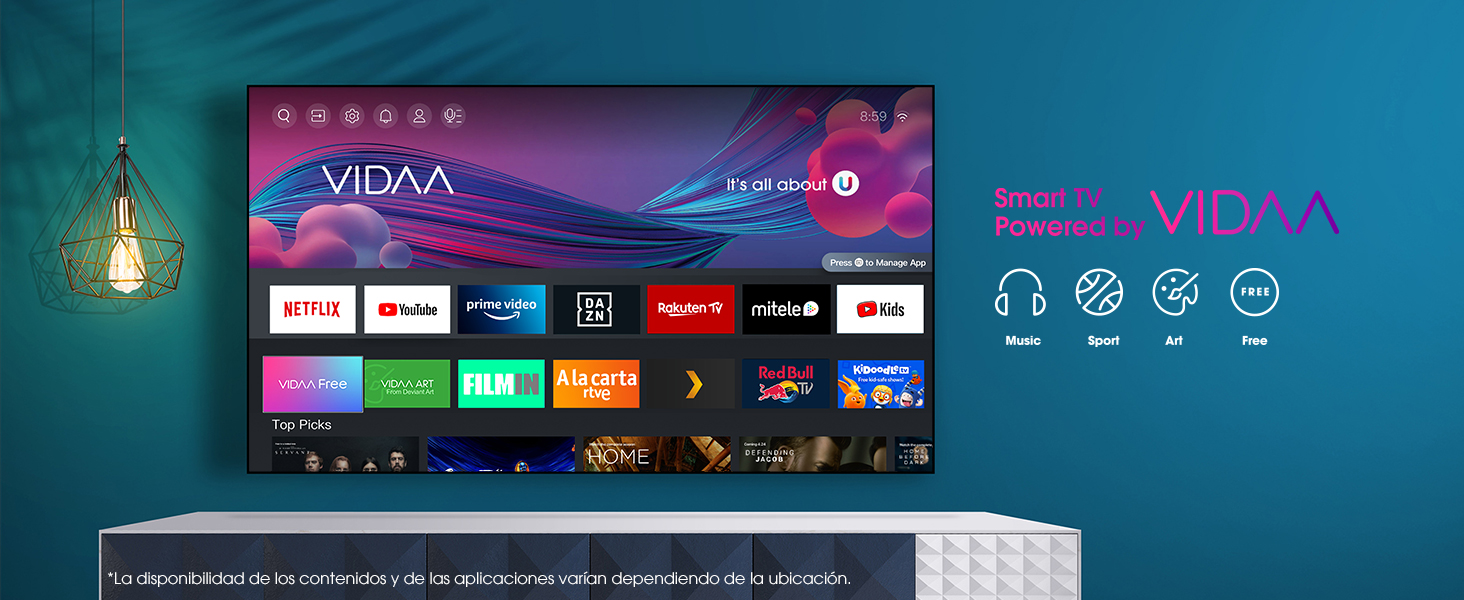 Smart TV 4K UHD con Dolby Vision HDR, DTS Virtual X, Freeview Play, Alexa Built-in, Bluetooth